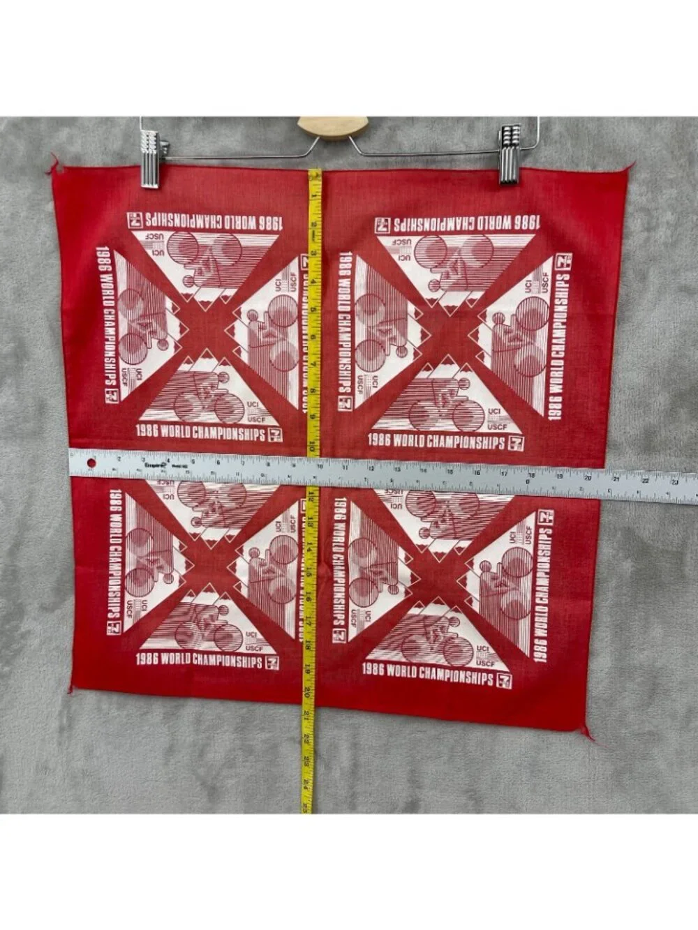 UCI USCF 1986 Vintage World Championship Vintage Bandana Handkerchief Red White